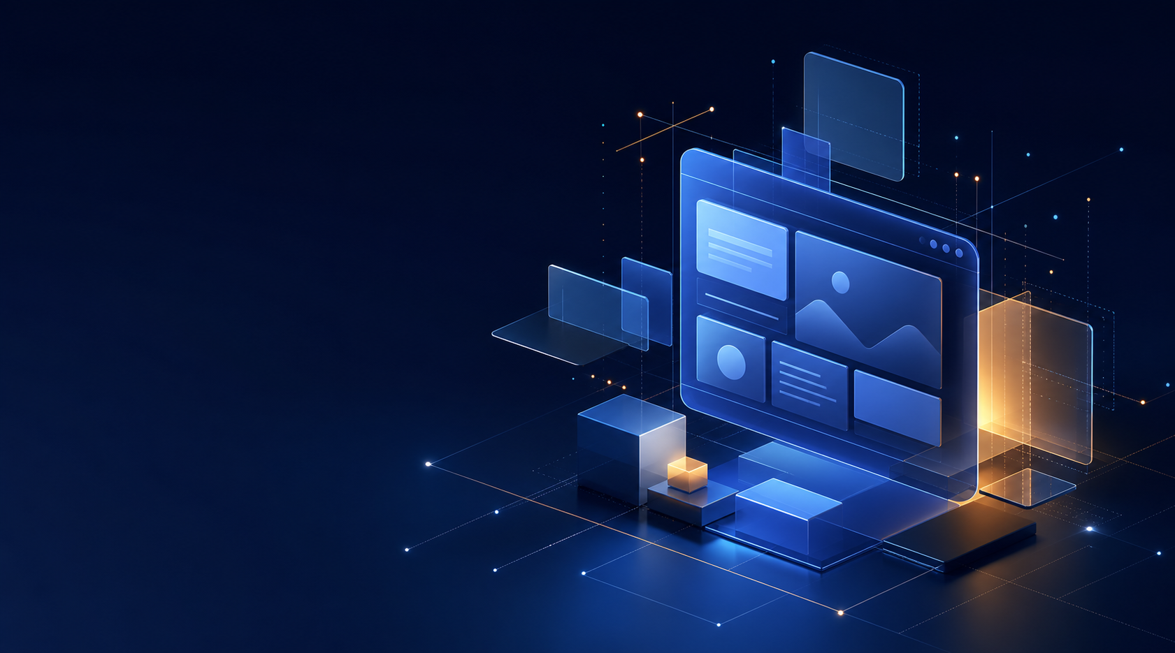 Абстрактная иллюстрация собирающегося цифрового интерфейса